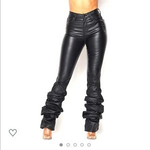 Women Trendy High Waisted Scrunch Up Bootcut Jeans